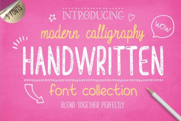 Handwritten Font Collection: Five Unique Typefaces for Creative Design